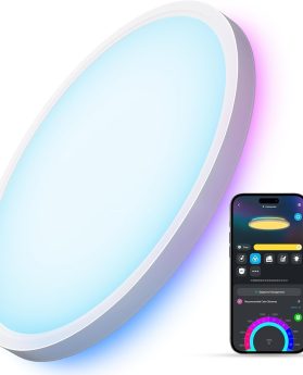 Govee Smart Ceiling Light, RGBIC LED Ceiling Light Fixture, 2400LM Flush Mount Light Fixture, DIY Colors, Works with Alexa, 2200K-6500K Ceiling Lights for Bedroom, Living Room, 12 Inch, 1 Pack