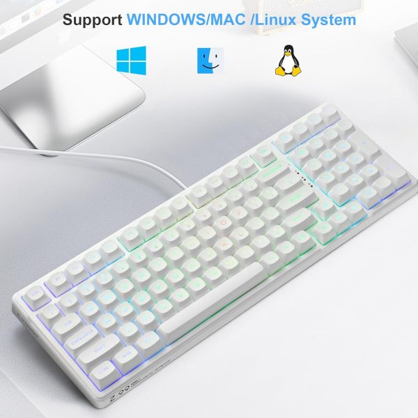 HUO JI E-Yooso Creamy Mechanical Keyboard Wired, Hot Swappable, Pre-lubed Linear Switches, Gasket Structure with Sound Dampening Foam, RGB Backlit, 99 Keys Custom Gaming Keyboard for PC/Mac,White - Image 7