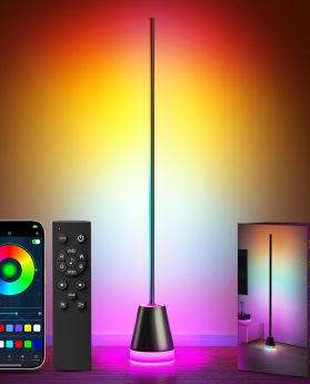 Keepsmile Smart RGB LED Corner Floor Lamp,172 LEDs Bright Standing Lamps for Living Room with APP and Remote,Modern Floor Lamp with Music Sync and 16 Million Colors, Ambient Lighting for Bedroom