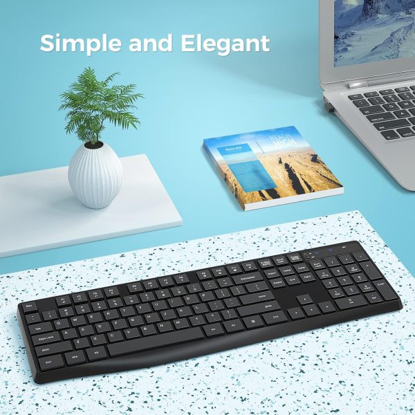 Lovaky MK98 Wireless Keyboard, 2.4G Ergonomic, Computer Keyboard, Enlarged Indicator Light, Full Size PC Keyboard with Numeric Keypad for Laptop, Desktop, Surface, Chromebook, Notebook, Black - Image 7
