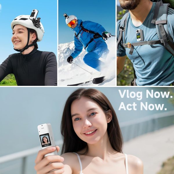 SJCAM C300 POV Pocket Camera 4K,7H Power, 6-Axis Stabilization Action Camera,Dual-Touch Screen Body Camera,30M Waterproof Body Cam for Vlogging and Live Streaming,with Helmet Mount Kits,White,Gifts - Image 2