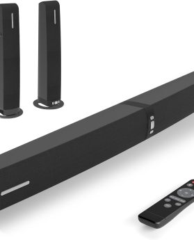 Sound Bar for Smart TV, Soundbar TV Speakers with Customized Bass Reflector, Compact Design and Easy Set up, Home Audio Surround Sound System for TV PC Projector, Wall Mountable